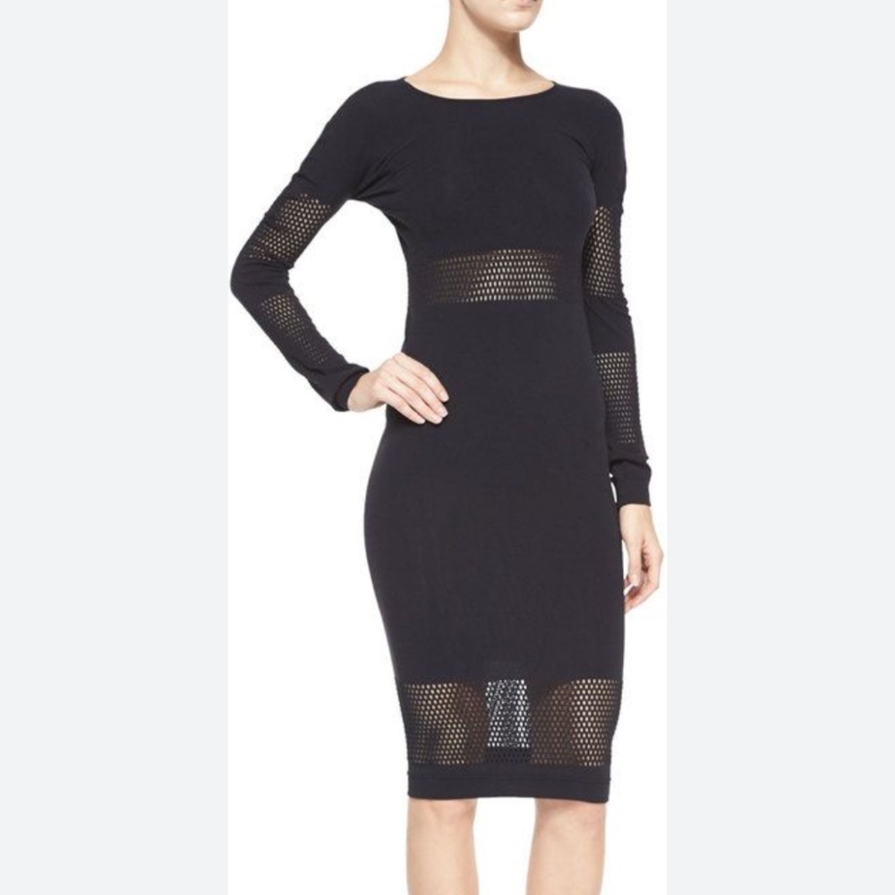 MQ by Alexander McQueen black fitted long sleeve dress SZ XS-S